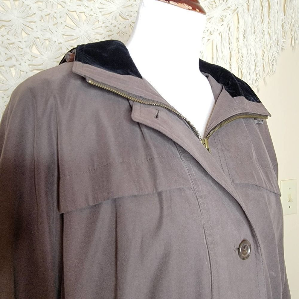 Gallery Velvet Hood Coat Gray Black Size XL - Picture 15 of 16